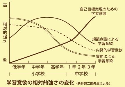 学習意欲の相対的強さの変化、新井邦二郎、1995