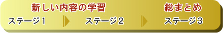 ステージ1～2が新しい学習の内容。ステージ3が総まとめです。